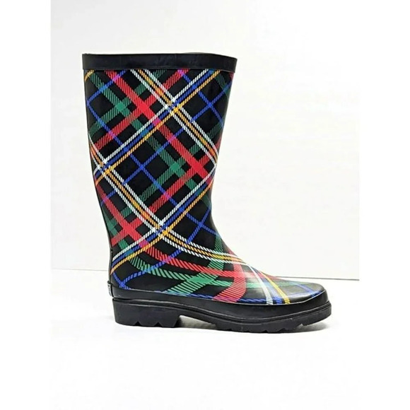 Sugar Raffle 4 Women's Waterproof Tall Rain Boots Plaid Size 9 M (MSRP $70) - Picture 2 of 8